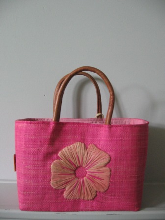 sac à main fleur rose